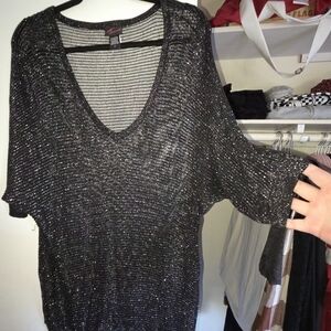 Torrid Black Metallic Knit Top